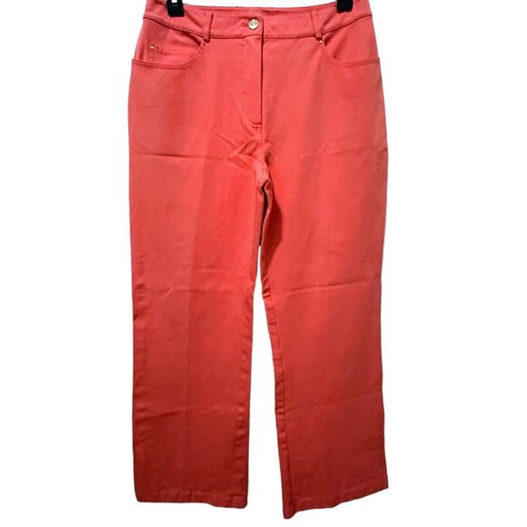 Vintage St. John Sport Marie Gray Coral Casual Pants sz US 8 High rise Wide leg - Picture 9 of 13